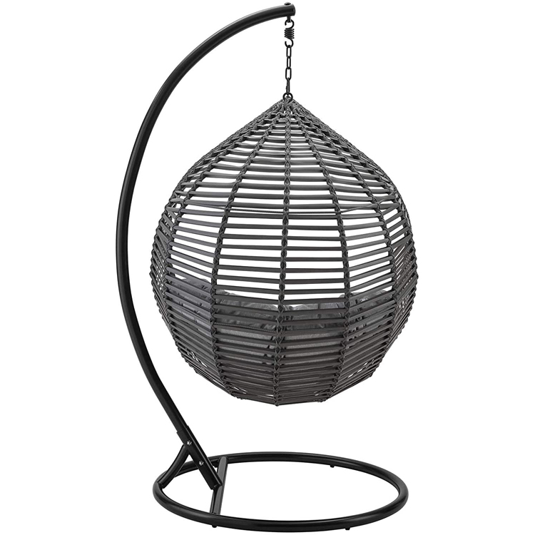 Custom hanging black standing egg chair