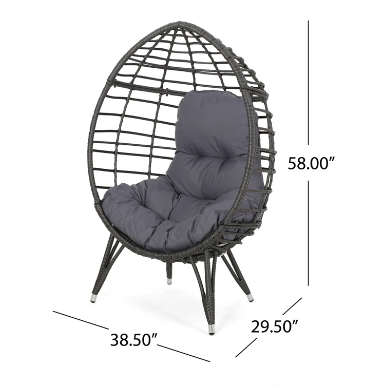Indoor wicker egg chair with cushion