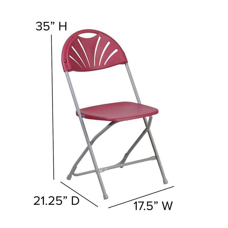 Plastic folding chair with red backrest