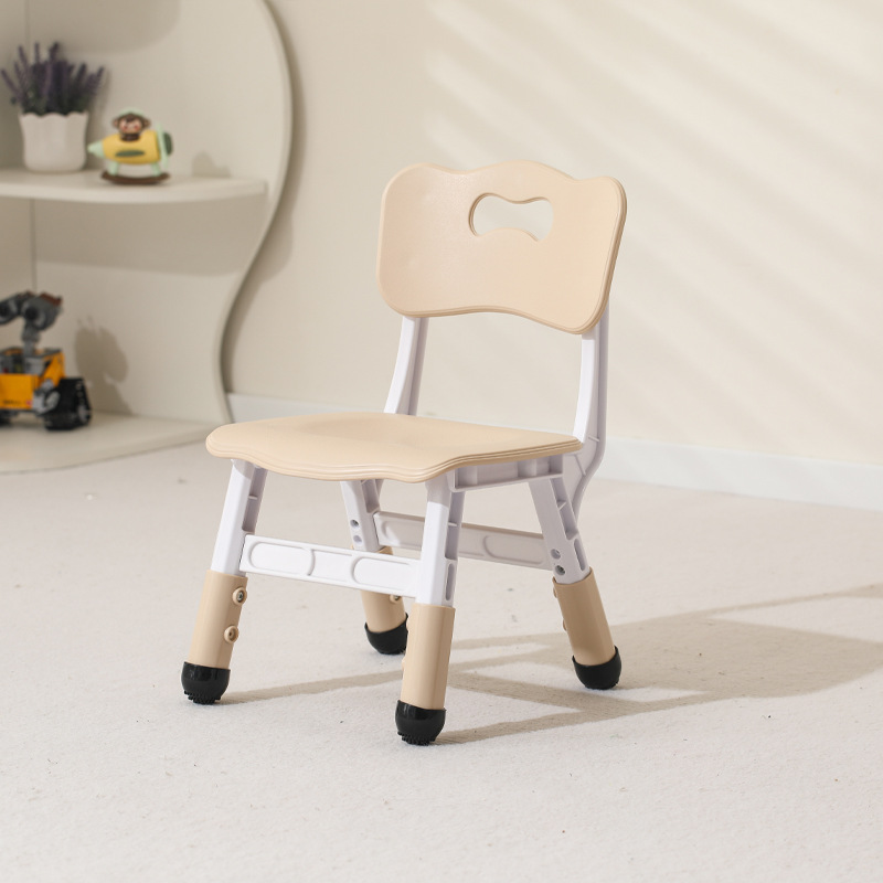 Adjustable plastic study chair for children with backrest and thickened seat