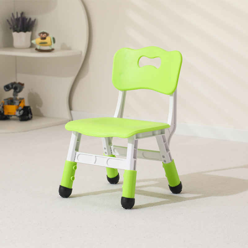 Adjustable plastic study chair for children with backrest and thickened seat