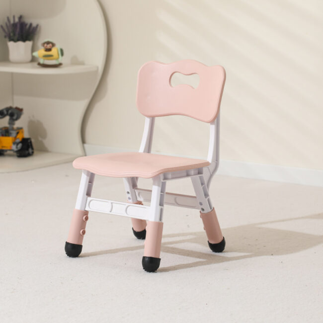 Adjustable plastic study chair for children with backrest and thickened seat