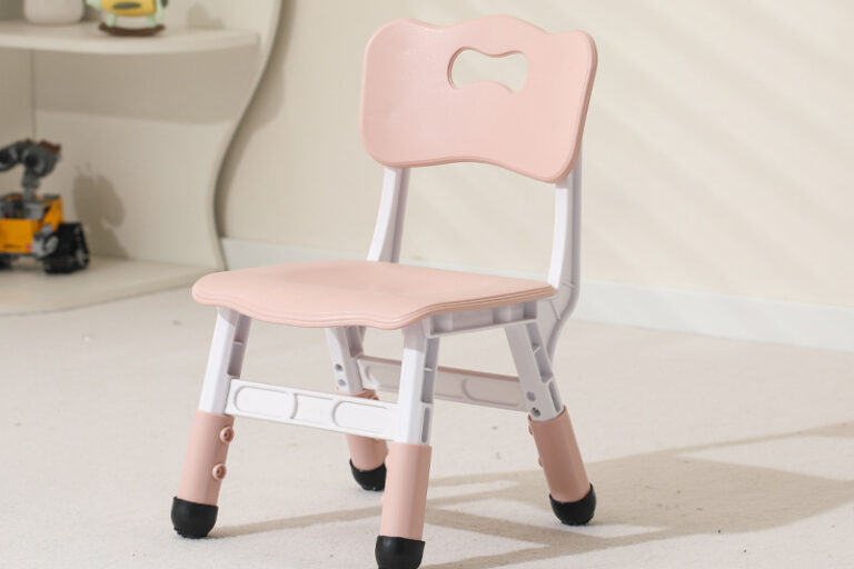 Adjustable plastic study chair for children with backrest and thickened seat