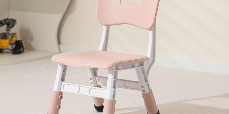 Adjustable plastic study chair for children with backrest and thickened seat