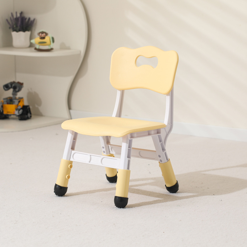 Adjustable plastic study chair for children with backrest and thickened seat