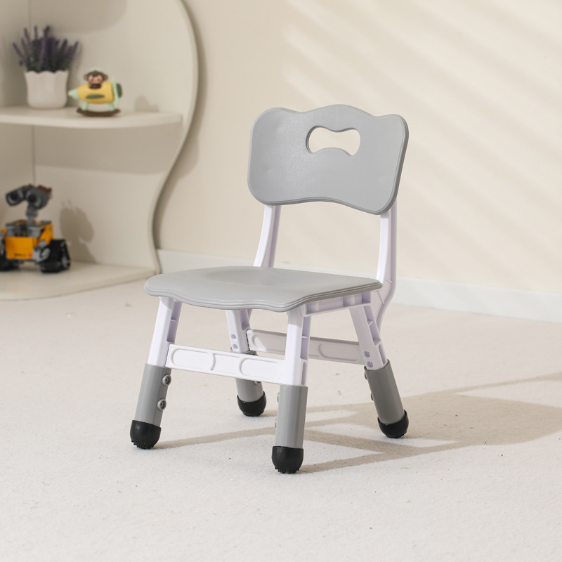 Adjustable plastic study chair for children with backrest and thickened seat