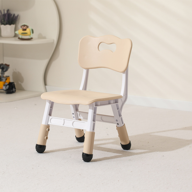 Adjustable plastic study chair for children with backrest and thickened seat