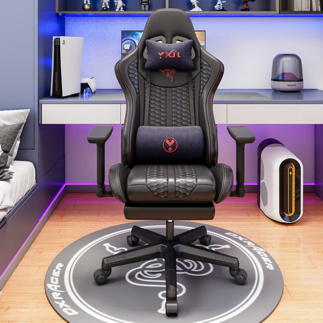Ergonomic gaming chair with racing style, adjustable height and armrests for comfort