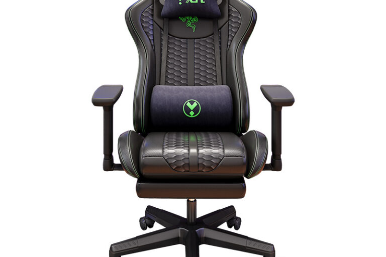Ergonomic gaming chair with racing style, adjustable height and armrests for comfort