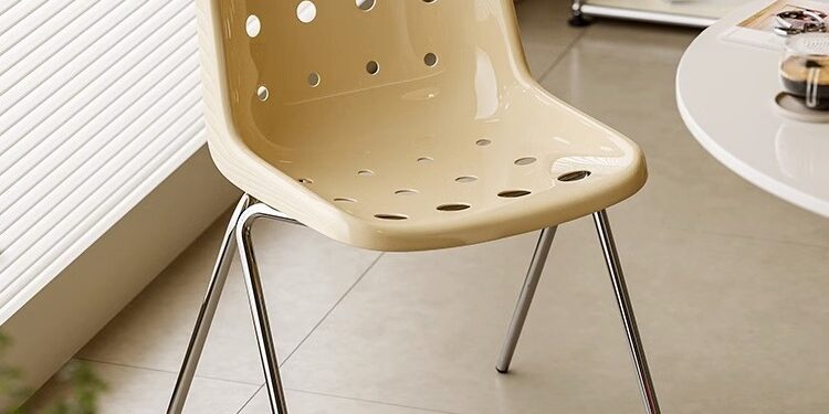 INS Style Cream Plastic Dining Chair with Backrest