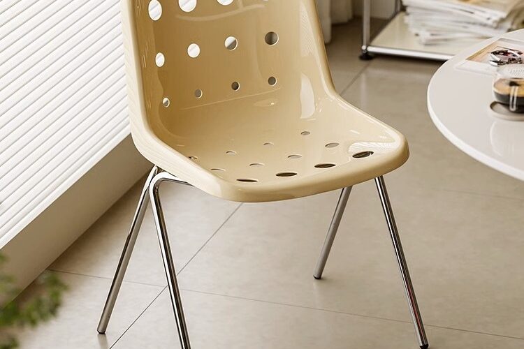 INS Style Cream Plastic Dining Chair with Backrest