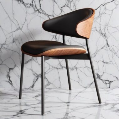 Italian minimalist bentwood solid wood dining chair for office and cafe seating