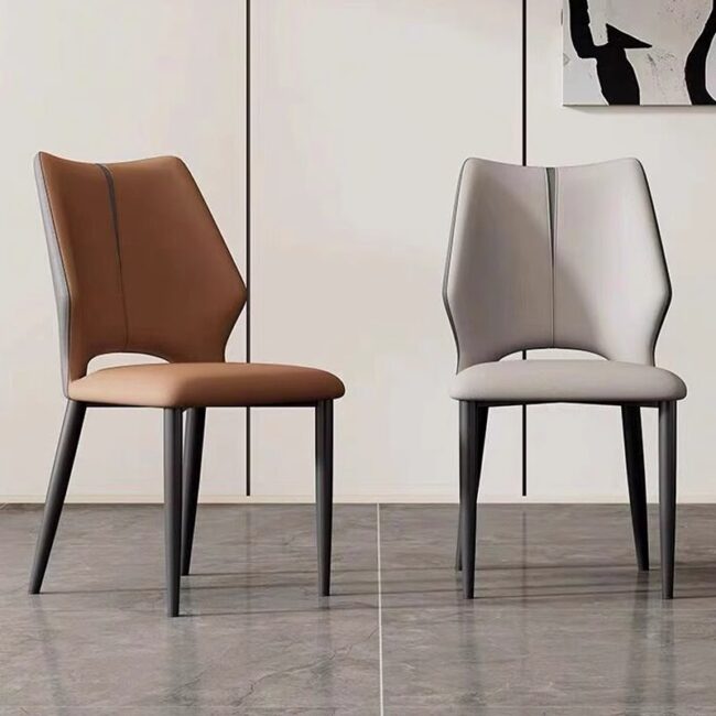 Minimalist Italian-style upholstered dining chair with soft backrest