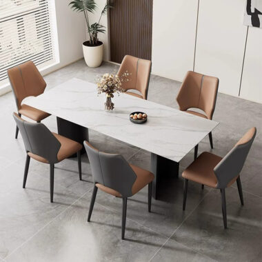 Minimalist Italian-style upholstered dining chair with soft backrest