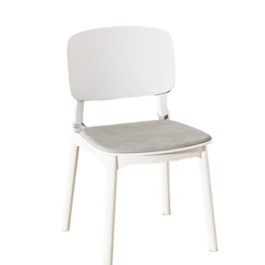 Modern minimalist plastic dining chair with ergonomic backrest in cream color