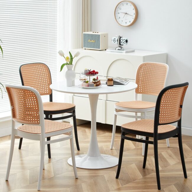 Image Alt: Nordic Style Plastic Dining Chairs with Backrest