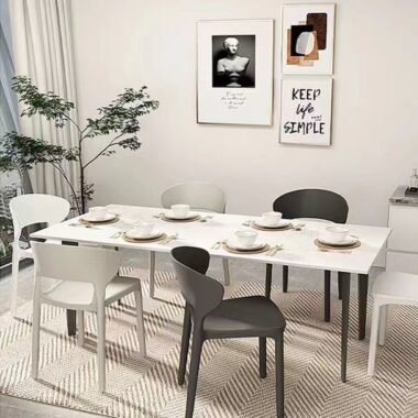 Nordic-style custom plastic chair with horn backrest for dining and lounge