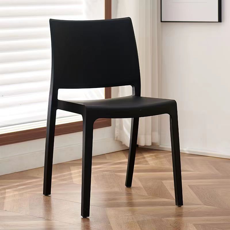 Stackable thickened plastic dining chair with backrest for home and café