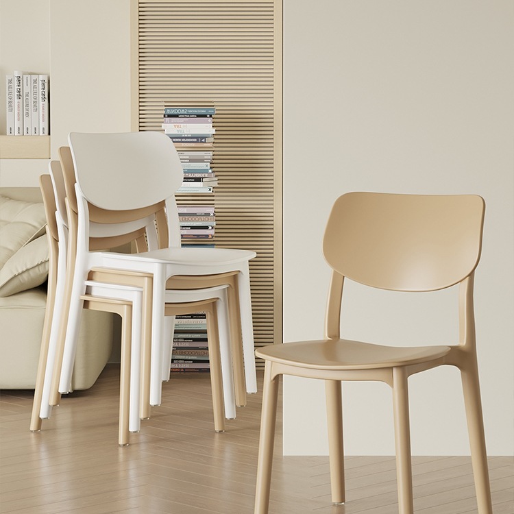 Nordic Plastic Dining Chairs with Backrest for Home and Restaurant Use