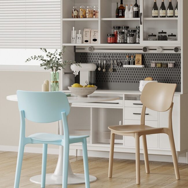 Nordic Plastic Dining Chairs with Backrest for Home and Restaurant Use