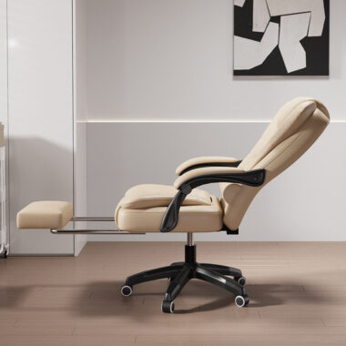 Reclining Executive Office Chair with Footrest and Padded Back