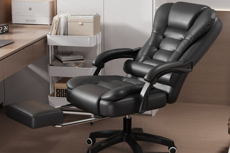Reclining Executive Office Chair with Footrest and Padded Back