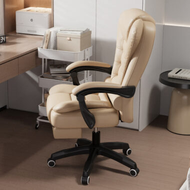 Reclining Executive Office Chair with Footrest and Padded Back