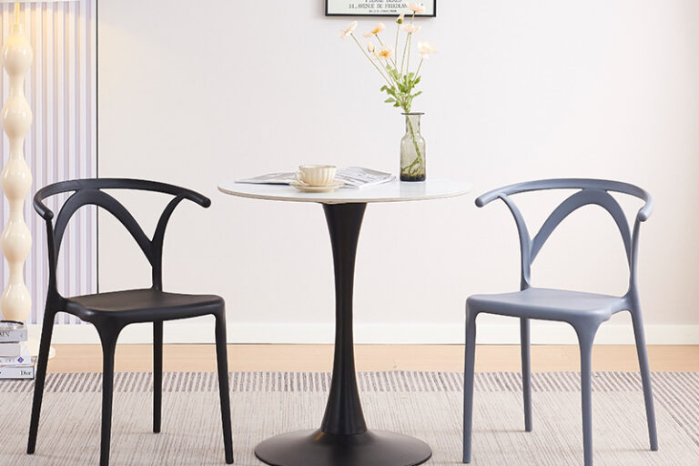 Modern stackable thick plastic dining chair with backrest for home and living room