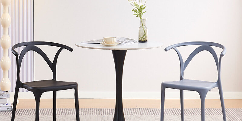 Modern stackable thick plastic dining chair with backrest for home and living room