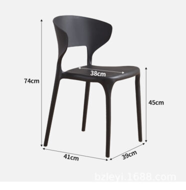 Modern stackable thick plastic dining chair with backrest for home and living room