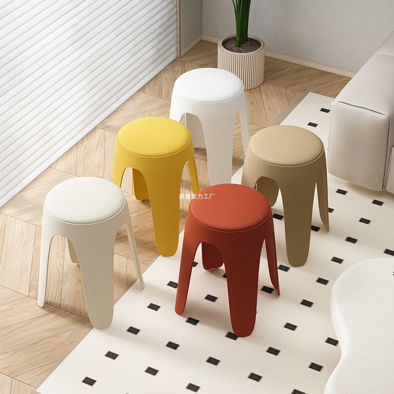 Stackable thickened round plastic stool for home and commercial use