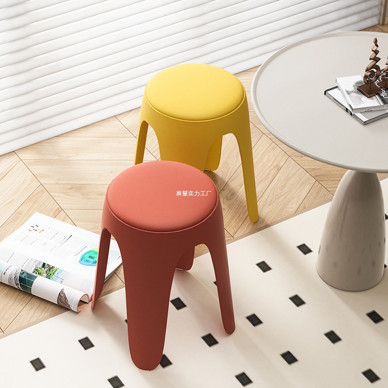 Stackable thickened round plastic stool for home and commercial use