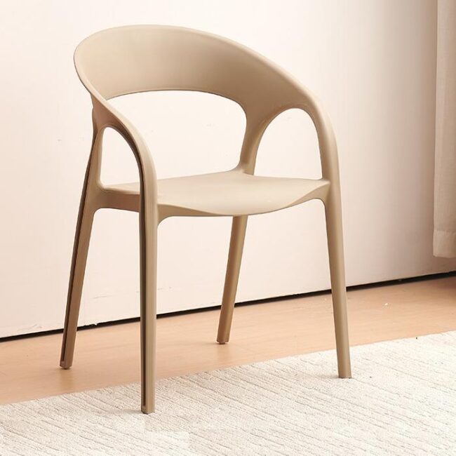 Stackable thick plastic chair with backrest for dining and leisure