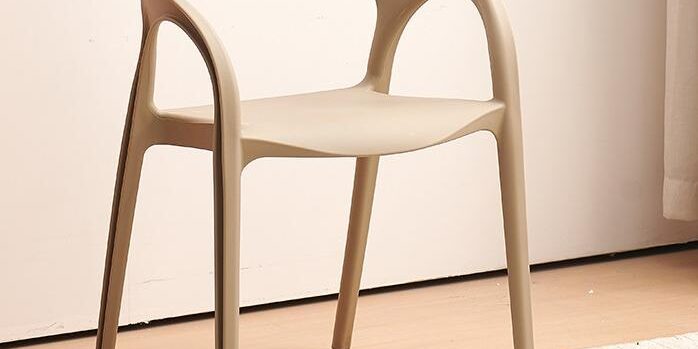 Stackable thick plastic chair with backrest for dining and leisure