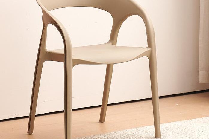 Stackable thick plastic chair with backrest for dining and leisure