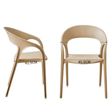 Stackable thick plastic chair with backrest for dining and leisure