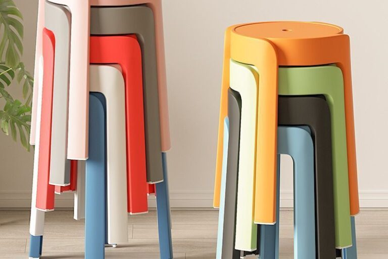 Stackable thick plastic round stool for dining or living room