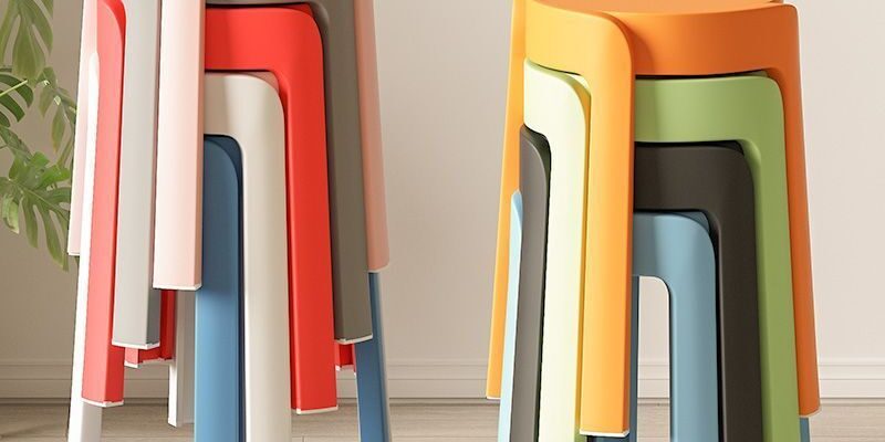 Stackable thick plastic round stool for dining or living room